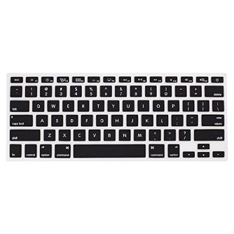 LENTION Silicone Keyboard Cover Protector Ultra Thin Soft for Apple MacBook Pro 13 15 17 Inch with or without Retina Display and MacBook Air 13 Inch Black 1 Pack