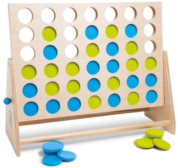 GA279 Four in A Row Deluxe Wooden Game (Green/Blue)