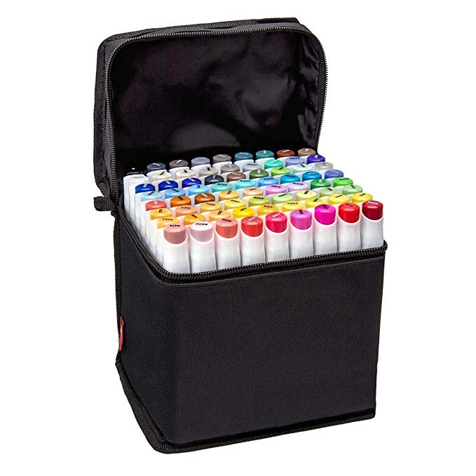 Bianyo Classic Series Dual Tip Art Markers with Travel Case Set of 72, Alcohol-based
