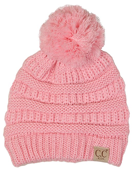 Funky Junque’s CC Kids Baby Toddler Cable Knit Children’s Pom Winter Hat Beanie