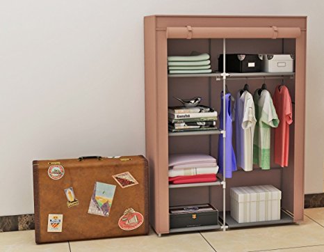 Portable Storage Organizer Wardrobe Closet & Shelves with Sturdy, Rust-Proof Stainless Steel Frame by EBS
