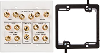 Buyer's Point 7.1 Speaker Wall Plate, Premium Quality Gold Plated Copper Banana Binding Post Coupler Type, with 2 Gang Low Voltage Mounting Bracket Device, for 7 Speakers and 2 RCA Jack for Subwoofer