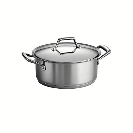 Tramontina 80101/016DS Gourmet Prima Stainless Steel, Induction-Ready, Impact Bonded, Tri-Ply Base Covered Sauce Pot, 6 Quart, Made in Brazil