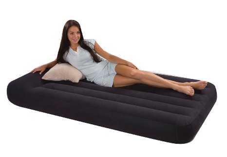 Intex Pillow Rest Classic Airbed with Built-in Pillow and Electric Pump Twin