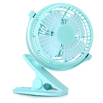 Dealgadgets Mini USB Clip and Desk Personal Fan, 360 Degree Rotation Mini Table Fan with Quiet Operation and Powerful Airflow (Blue)