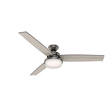 Hunter Indoor Ceiling Fan with LED Light and remote control - Sentinel 60 inch, Brushed Slate, 59458