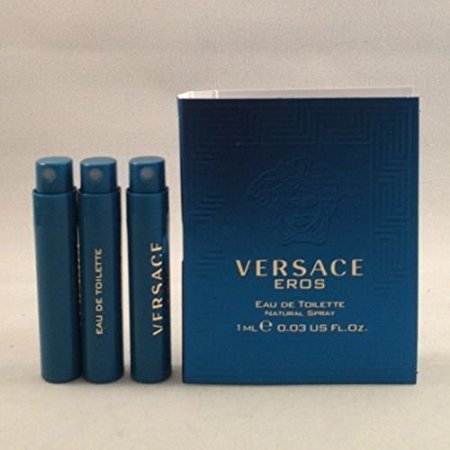 3 Versace Eros EDT Travel Sample Men Spray Vial Lot .03 Oz/1 Ml Each Lot