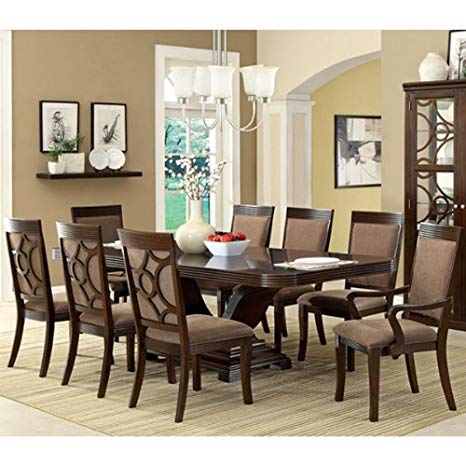 247SHOPATHOME IDF-3663T-9PC Dining-Room-Sets, 9-Piece, Brown