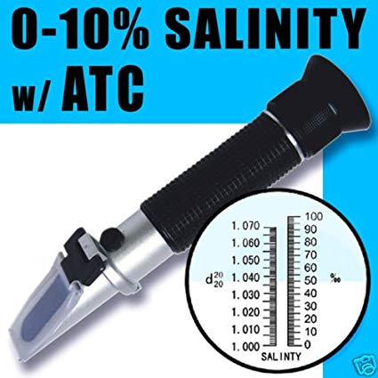 Automatic Temperature Compensation Sea Water Salt Salinity Refractometer for Aquarium, 0% - 10% & 1.0 to 1.070 S.g. Dual Scale Hydrometer By Adeadvancedoptics