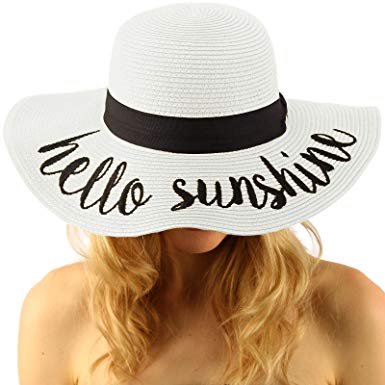 CC Fun Verbiage Elegant Wide Brim 4quot Summer Derby Beach Pool Floppy Dress Sun Hat