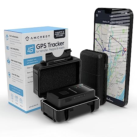 Amcrest 4G LTE GPS Tracker - Portable Mini Hidden Real-Time GPS Tracking Device for Vehicles, Cars, Kids, Persons, Assets w/Geo-Fencing, Text/Email/Push Alerts, 14 Day Battery, Global, No Contract