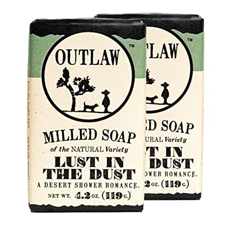 Outlaw Lust In The Dust Milled Soap - Begin Your Desert Shower Romance - Sagebrush, Sandalwood, and a Lightly Smokey Campfire - Men's or Women's Bar Soap - 2 Pack