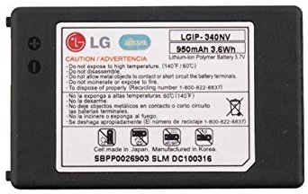 LG LGIP-340NV 950mAh Original OEM Battery for the LG Cosmos VN250 and Octane VN530 - Non-Retail Packaging - Black