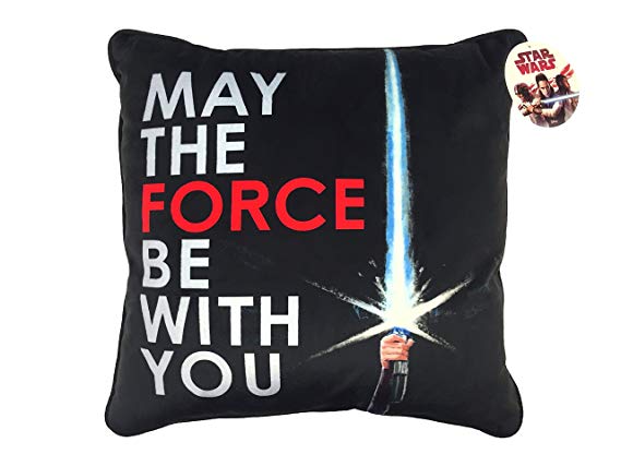 Star Wars Ep 8 May The Force Be with You Black/White/Red Plush Decorative Toss/Throw Pillow