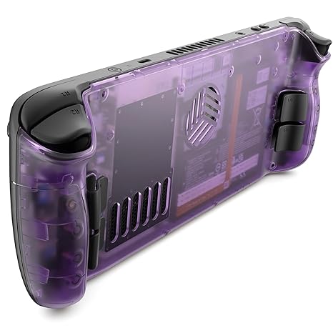 JSAUX Transparent Back Plate Vents Version Compatible for Steam Deck, DIY Clear Edition Replacement Shell Case Compatible with Steam Deck - PC0106 Vents Version (aka PC0106B) [Purple]