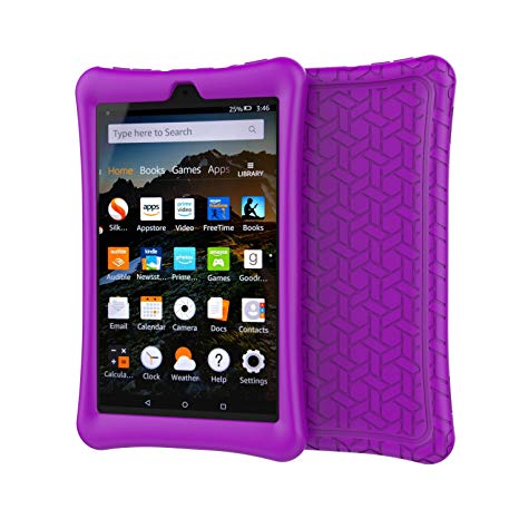 BMOUO Case for All-New Amazon Fire HD 8 Tablet (7th and 8th Generation, 2017 and 2018 Release) - Light Weight Shock Proof Soft Silicone Back Cover for Fire HD 8, Purple