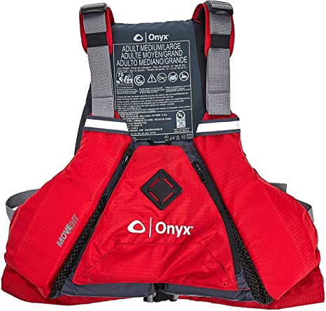 Onyx MoveVent Torsion Paddle Sports Life Jacket, Red, M/L