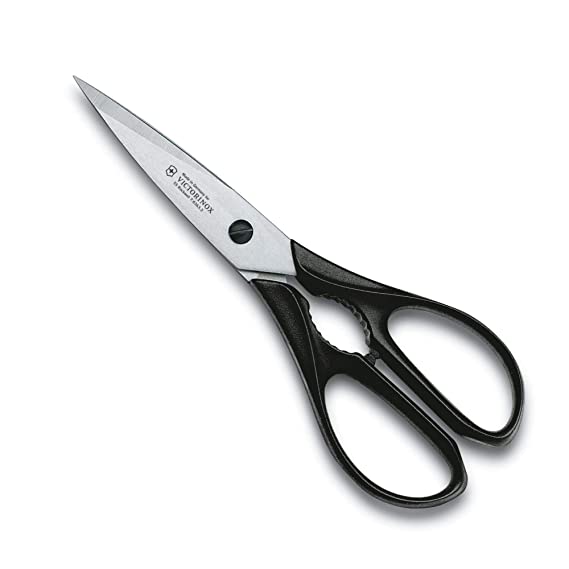 Victorinox Multipurpose Stainless Steel Kitchen Shears - Scissors for Cutting Herbs, Vegetables & Meat, Black, 20cm, Swiss Made