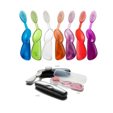 Radius Toothbrush Bundle - 1 Original RIGHT Hand Toothbrush   1 Travel Case [Colors May Vary]