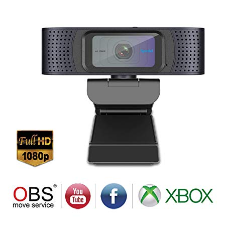 HD Webcam 1080P with Privacy Shutter, Streaming Web Camera with Dual Microphones, Autofocus Webcam for Gaming Conferencing, Laptop or Desktop Webcam, USB Computer Camera for Mac Xbox YouTube Skype OBS