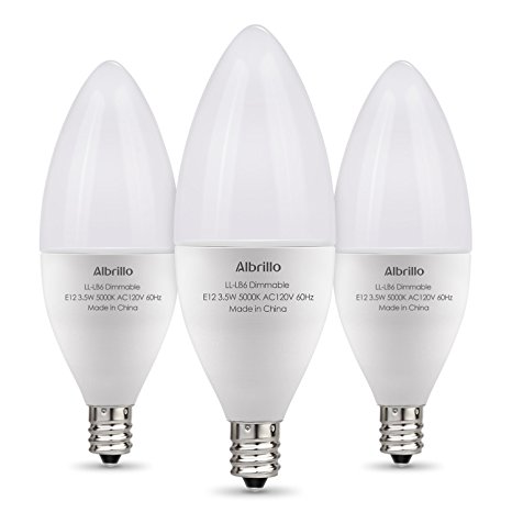 Albrillo Dimmable LED Bulbs E12 Light, 40 Watt Candelabra Bulb Equivalent, Daylight White 5000K, 3 Pack