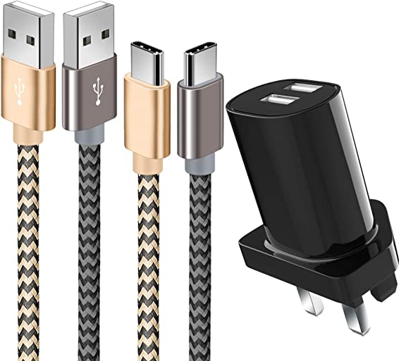 OTISA type C Cable for USB Plug ,[2-Pack 5 Foot/1.5Meter] Nylon Braided USB  C Cable,USB Type C Cable for Usb Charger Plug, Android Device