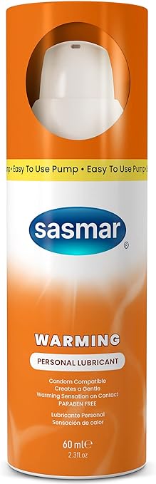 SASMAR Warming Lubricant Men, Women, Couples, Him, Her – Water Based Personal Lube - Long lasting Formula, Paraben Free, No Residue – Compatible With All Condoms & Toys - 2.3 oz