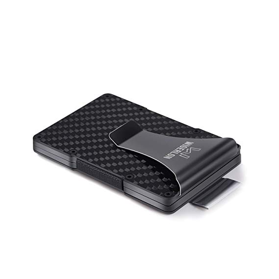 Wigerlon Minimalist Aluminum Metal Wallet And Slim Carbon Fiber Wallets- RFID Blocking Card Holder With Money Clip