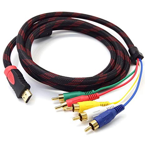 ANRANK HR5108AK 5FT Full HD 1080P HDMI Male to 5 RCA RGB Audio Video AV Component Cable