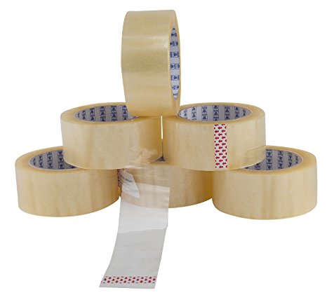 Packing Tape Adhesive Clear PVC Roll for Moving Shipping and Packaging Boxes by Royal Imports, 2.0 Mil (2"w x 110 YD/330'), 6 Rolls