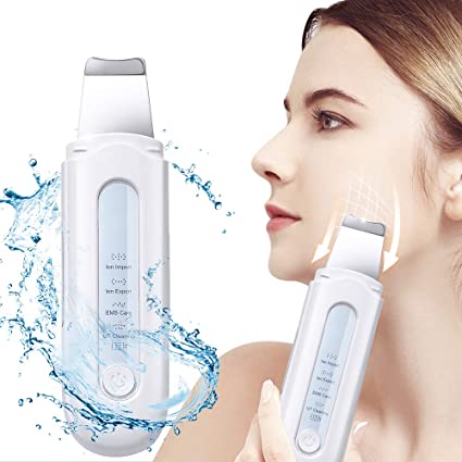 Winjoy Ultrasonic Skin Scrubber Blackhead Remover 4-Mode Skin Spatula Pore Cleaner with Ion Tech and Ance Extractor for Deep Cleansing Facial skin Exfoliatior and EMS Skin Lifting Scraper