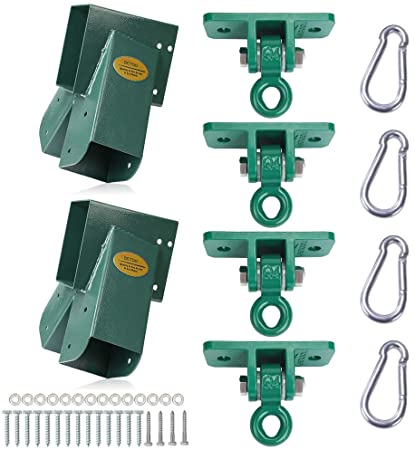 BETOOLL Swing Set Brackets(1set) and Swing Hangers(2pairs-Green)
