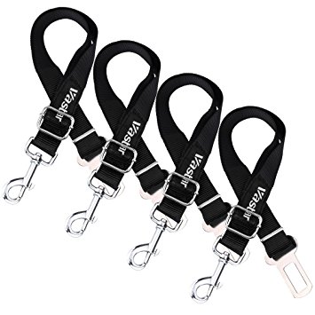 Vastar 4 Pack Adjustable Pet Dog Cat Safety Leads Car Vehicle Seat Belt Pet Harness Seatbelt, Made from Nylon Fabric