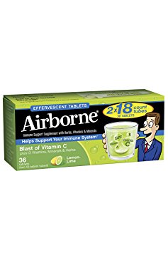 Airborne- Effervescent Adult Formula, 36Tablets Lemon-Lime (Bonus Size)