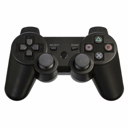 JJX-TECH™ Bluetooth Wireless Remote Game Gaming Controller Gamepad Consoles Joypad Joystick Dualshock for Sony Playstation III PS3 with 6-Axis And Dual-Vibration (Black)