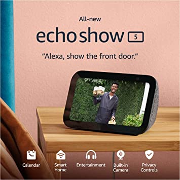 All-new Echo Show 5 (3rd Gen, 2023 release) | Smart display with deeper bass and clearer sound | Charcoal