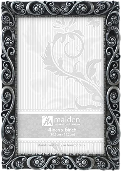 Malden International Designs Morgan Pewter Metal Picture Frame, 4x6, Silver