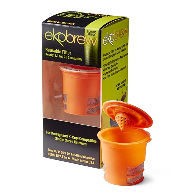 Ekobrew Classic Reusable Filter, Keurig 1.0 and 2.0 Compatible - Orange
