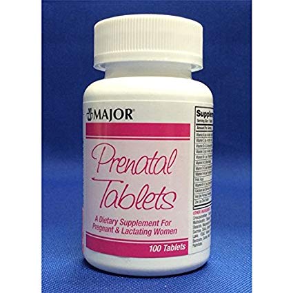 Major Prenatal Vitamins, 100 Tabs, Dietary Suppliement for Pregnant & Lactating Women - Compare to Stuart Prenatal