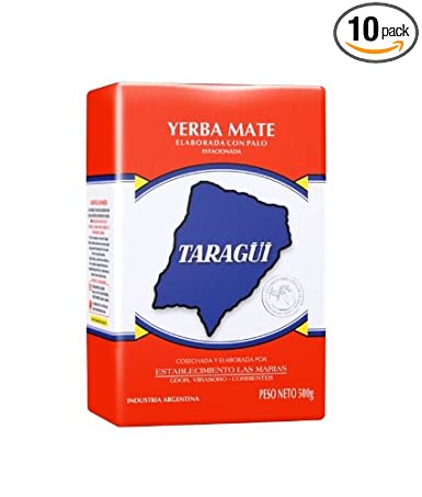 Taragui Yerba Mate Loose Leaf with Stems, Red Pack, 500-Gram Packages (Pack of 10)