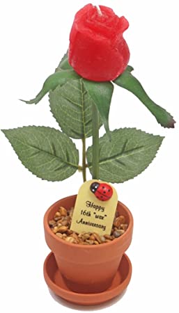 16th Year Wedding Anniversary Gift, Potted Wax Desk Rose, Perfect Present for Wife or Husband