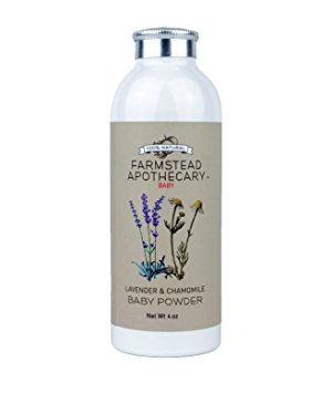 Farmstead Apothecary 100% Natural Baby Powder with Organic Tapioca Starch, Organic Chamomile Flowers, Organic Calendula Flowers, Lavender & Chamomile 4 oz