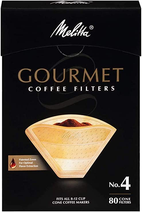 Melitta #4 Natural Brown Gourmet Cone Coffee Filters, 80 Count (Pack of 6)