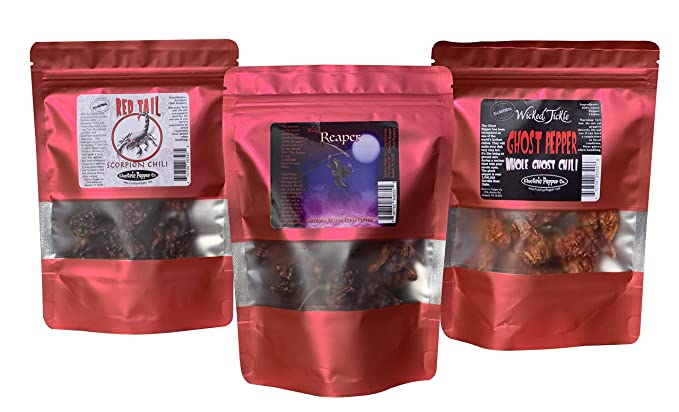 Spice Gift Set Ghost Pepper Scorpion Chili Carolina Reaper Peppers Dried Whole Peppers