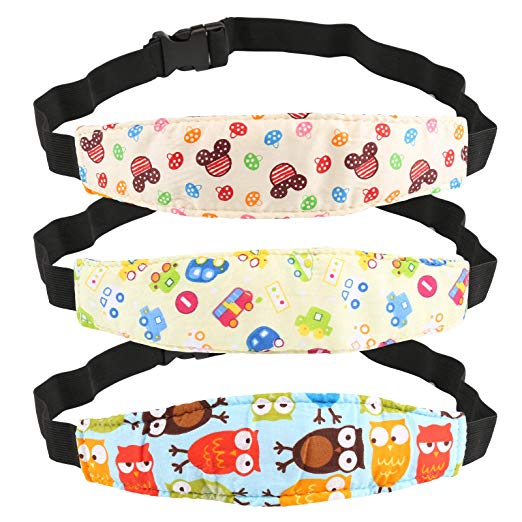 Kesoto Infants and Baby Head Support Band, Car Seat Neck Relief Head Strap, Toddler Car Seat Adjustable Sleep Positioner - Pack of 3