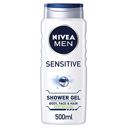 NIVEA MEN Sensitive Shower Gel Pack of 6 (6 x 500ml), Alcohol-Free Sensitive Skin Shower Gel, Gentle Shower Gel for Men, Shower Gel for Irritated Skin