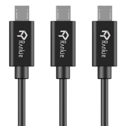 Micro USB Cable, Rankie 3-Pack 3ft Premium Micro USB Cable High Speed USB 2.0 A Male to Micro B Sync and Charging Cables for Samsung, HTC, Motorola, Nokia, Android, and More (Black) - R1120