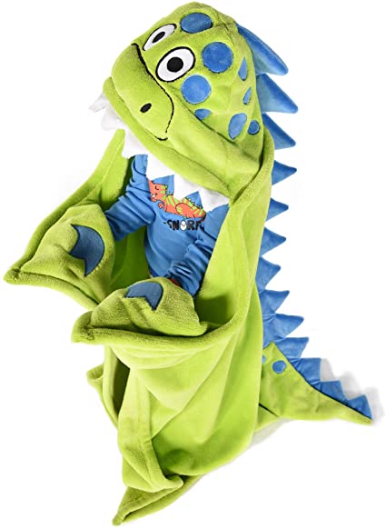 Dino-Snore Childrens Hooded Animal Critter Blankets by LazyOne | Childrens Dress Up Large Travel Blanket (ONE Size)