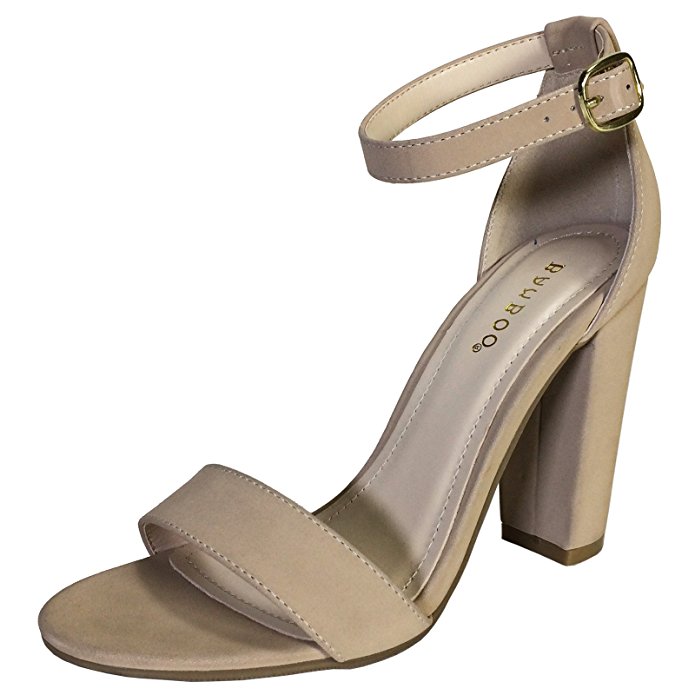 Bamboo Women's Single Band Chunky Heel Sandal with Ankle Strap