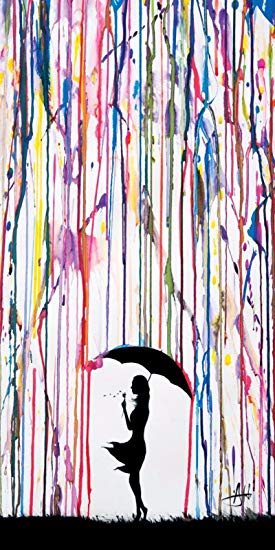 NewBrightBase Marc Allante Girl Blowing Dandelion Under Umbrella Paint Rain 28x13